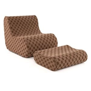 Costway Bean Bag Chair W/ottoman Lazy Sofa Lounger Seat Brown