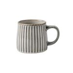 460ml Matt Earthy Grey High-Fired Ceramic Stoneware Ribbed Stripe Mug
