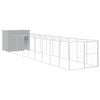 vidaXL Dog House with Run Light Grey 214x1069x181 cm Galvanised Steel