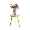 SOGA Home & Living Bundle – Walnut Side Coffee Table & Grey Glass Vase for Modern Home Decor