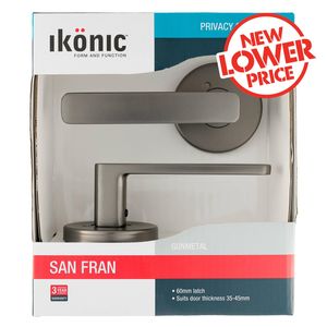 Ikonic Gunmetal San Fran Privacy Lever Set