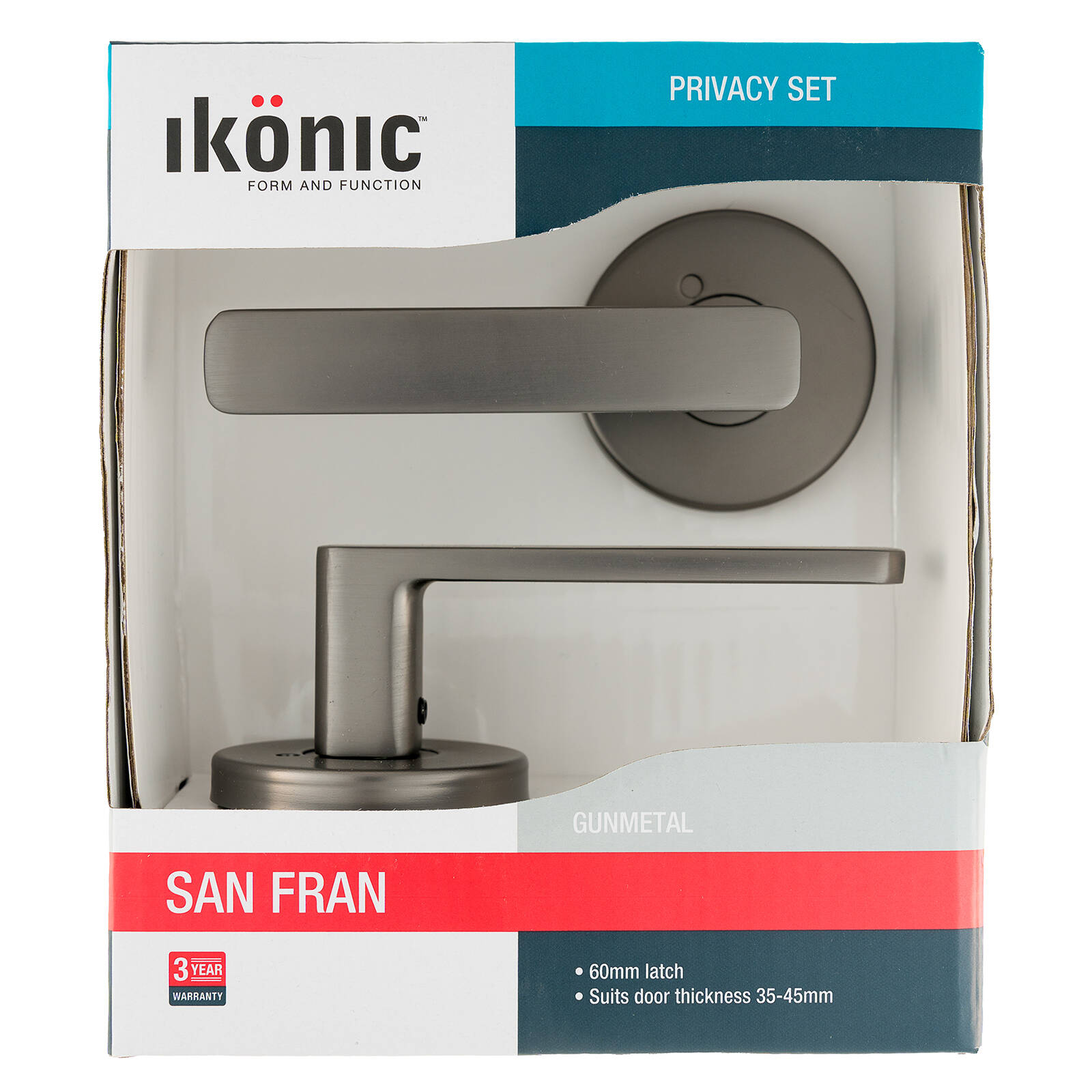 Ikonic Gunmetal San Fran Privacy Lever Set