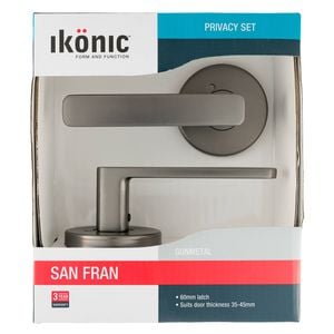 Ikonic Gunmetal San Fran Privacy Lever Set