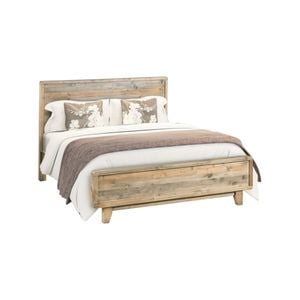 Queen Size Wooden Bed Frame in Solid Wood Antique Design Light Brown