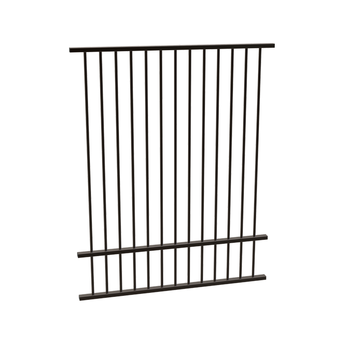 ProtectorAl 350 - 1200 x 1500mm Black Flat Top Aluminium Pool Fence Panel With Mid Rail