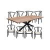 Lantana 9pc 240cm Dining Table 8 Black Wishbone Chair Set Live Edge Acacia Wood
