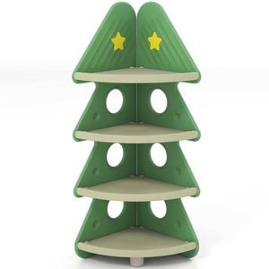 Costway Kids Bookshelf Christmas Tree Bookcase Corner Display Shelf