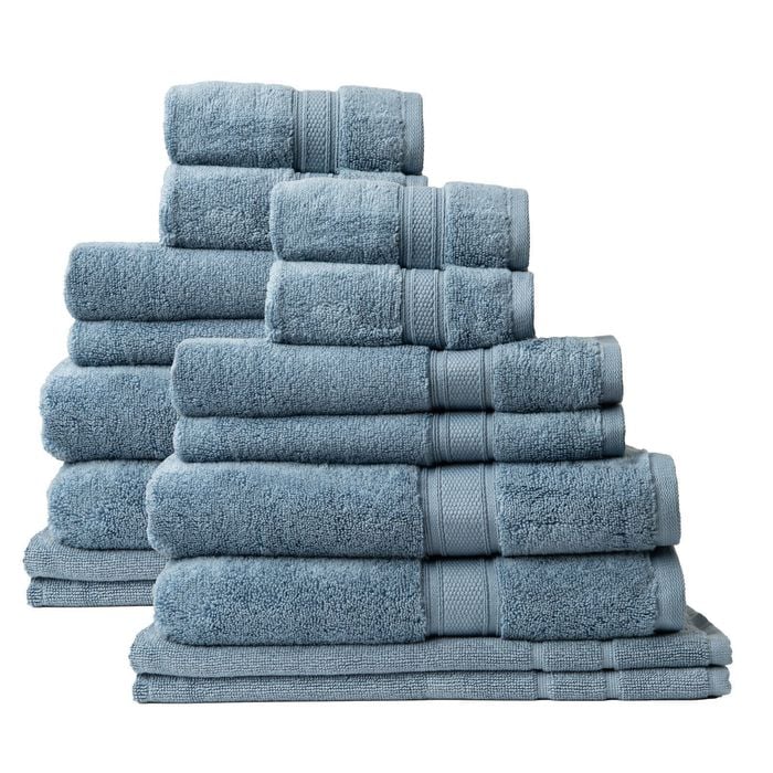 Royal Comfort Towel Set 16 Piece 100% Cotton Zero Twist Luxury Plush 16 Pack Denim