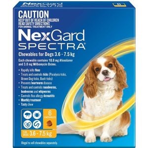 Nexgard Spectra For Small Dogs  3.6-7.5kg Yellow  - 6 Pack