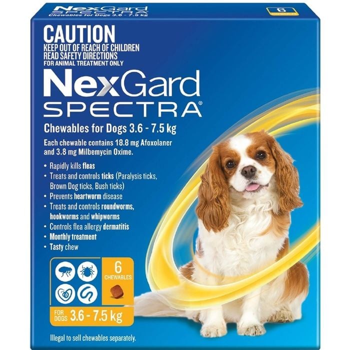 Nexgard Spectra For Small Dogs  3.6-7.5kg Yellow  - 6 Pack
