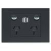 HPM VIVO Grey Double Powerpoint With Double USB Port