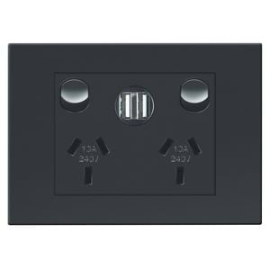 HPM VIVO Grey Double Powerpoint With Double USB Port