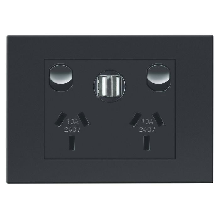 HPM VIVO Grey Double Powerpoint With Double USB Port