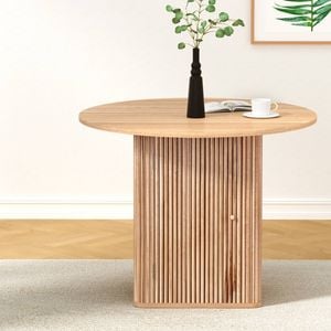 Homfurn 1m Dining Table With Storage Base – Oak Finish, Space-saving Design
