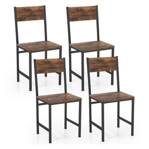 Costway 4pcs Farmhouse Dining Chairs Metal Frame Accent Chairs Kitchen
