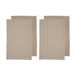 2x 2pc Ladelle Hemingway Taupe Kitchen Towel Cotton Linen Soft Home Beige