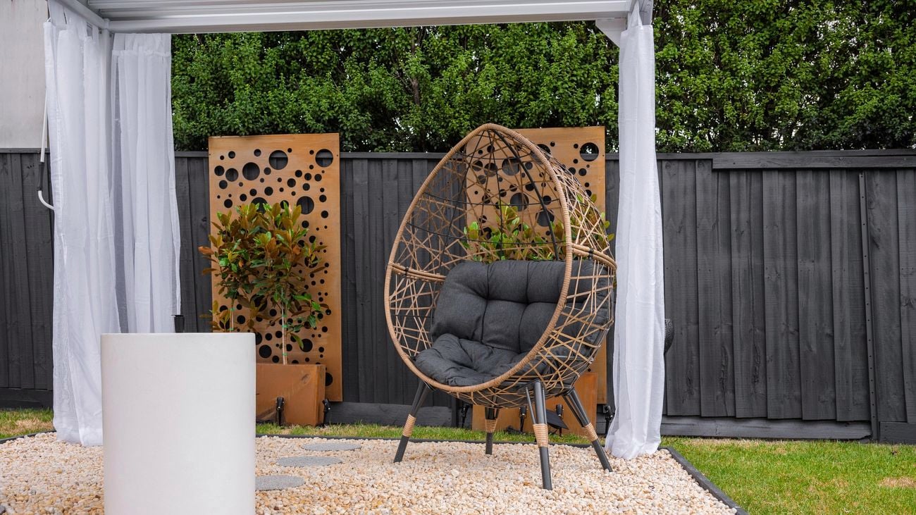 egg chair in an outdoor space