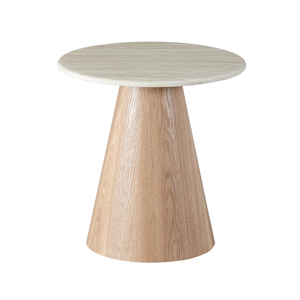 Raimon Furniture Sibley Artificial Marble Square End Lamp Side Table White Travertine