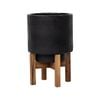 390 x 250mm Black Large Round Linear Ceramic with Leg Pot