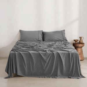 Dreamaker Superfine Washed Microfibre Sheet Set Charcoal Super King Bed