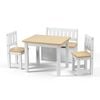 Keezi Kids Table and Chair Set, Activity Table with Storage Bench and 2 Chairs Natural