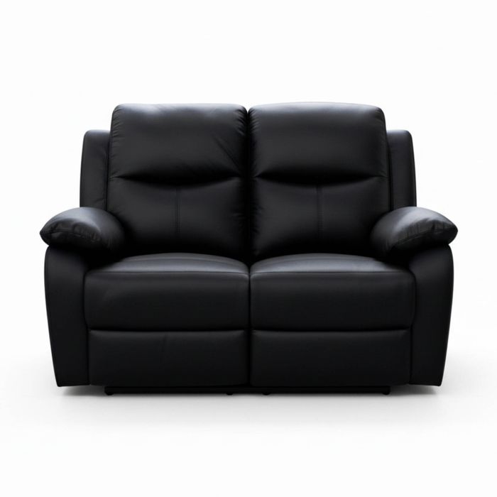 Duke 2 Seater Manual Recliner Genuine Leather Black