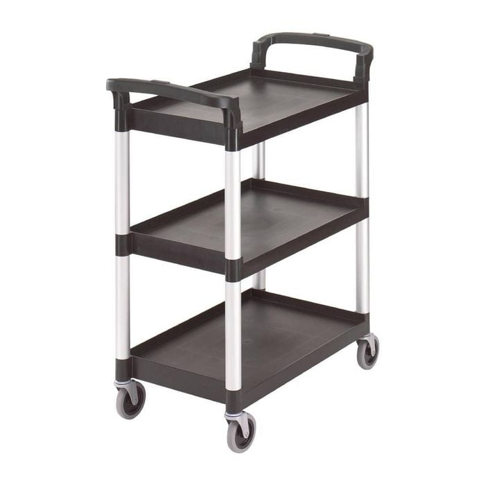 Cambro Kd Small Utility Cart Black 3 Shelf Unassembled 835x413x965mm Commercial Catering Storage