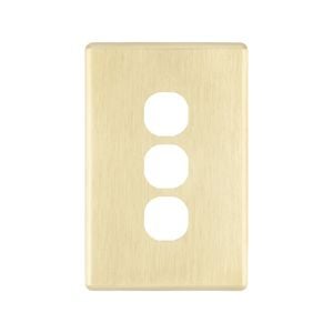Deta S-Line Brushed Gold Finish 3 Gang Switch Cover Plate