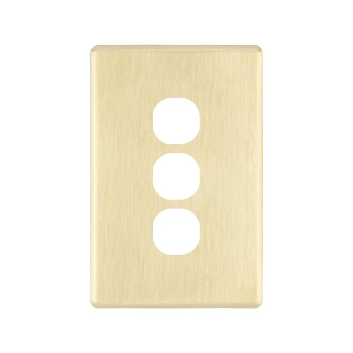 Deta S-Line Brushed Gold Finish 3 Gang Switch Cover Plate