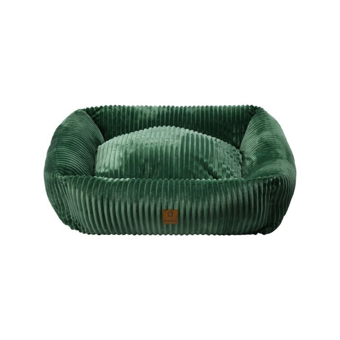 Charlie's Ascher Plush Corduroy Square Dog Bed Eden Green - Large