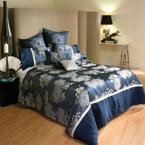 Sharlotte Navy Quilt Cover Set Queen