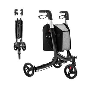 Costway 2-in-1 Folding Walking Frame Rollator Red