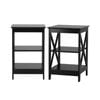 Oikiture 2x Side Table Coffee Bedside Sofa End Tables 3-tier Shelf Black