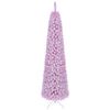 Costway 210cm Flocked Pencil Christmas Tree Artificial Fir Xmas Tree w/523 Branch Tips 190 LEDs-Pink