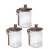 Catzon 3 Pcs Glass Jars with Wooden Lids Scoop for Coffee Tea Sugar 100 X 140mm
