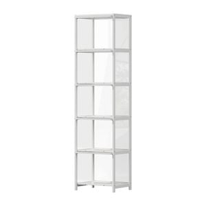 Oikiture Display Cabinet Storage 5-tier Shelves Bookcase Clear Stand Rack White