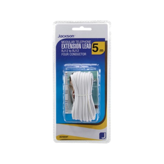 Jackson 5m RJ12 White Telephone Lead