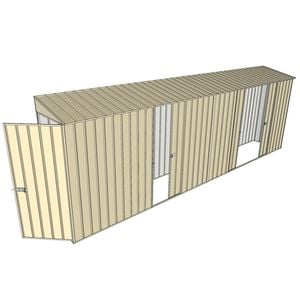 Build-a-Shed 0.8 x 6 x 2m Hinged Door Tunnel Shed with Double and Single Side Doors - Cream