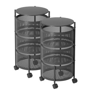 SOGA 2X 3 Tier Steel Round Rotating Carts with Wheels