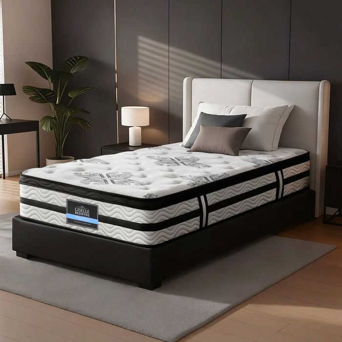 Giselle King Single Mattress Medium Firm Euro Top Mattress, 5 Zone Pocket Spring 34cm