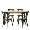 Artiss Dining Table And Chairs Set 5pcs Industrial 4 Black Rattan Chairs For Kitchen, Dining Room