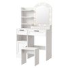 Oikiture Dressing Table Stool Set Vanity Desk Makeup Mirror 12 LED Bulbs White