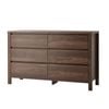 Oikiture 6 Chest Of Drawer Lowboy Dresser Storage Handle-Free Bedroom Walnut