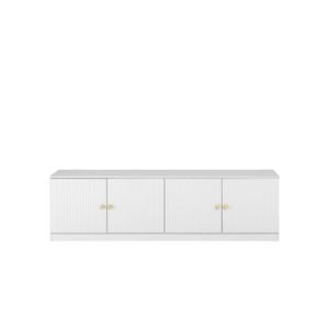 European Cabinetry Fluted Round Brass Bucharest TV Unit White