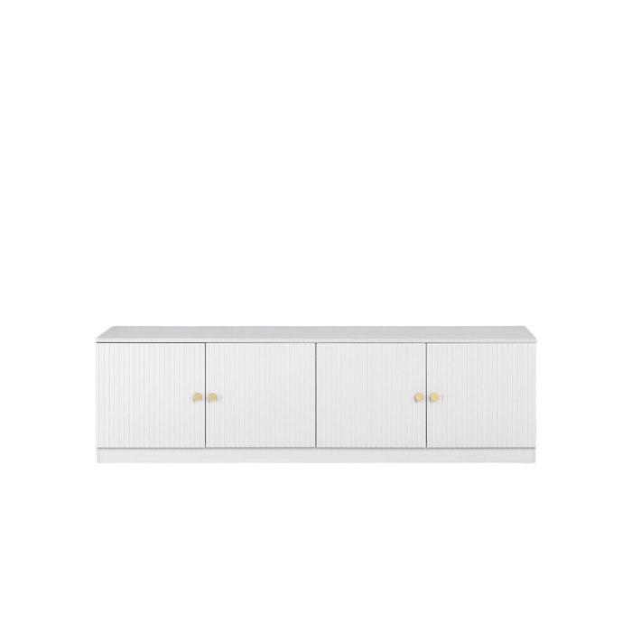 European Cabinetry Fluted Round Brass Bucharest TV Unit White
