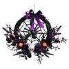 Lifebay Halloween Wreath Skull and Purple Flower Door Decor