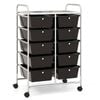 Costway Rolling Storage Cart Trolley W/10 Drawers Home Office Organizer Black