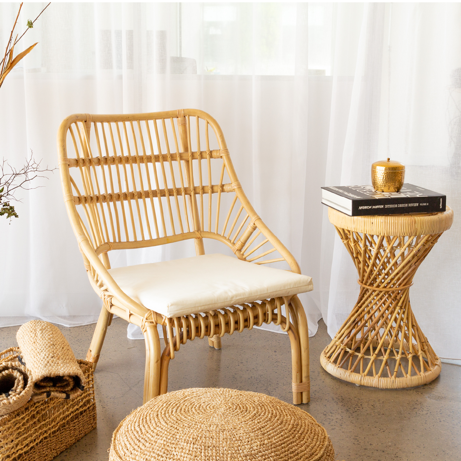 Home Bazar 57 x 41cm Rattan Byron Side Table Bunnings Australia