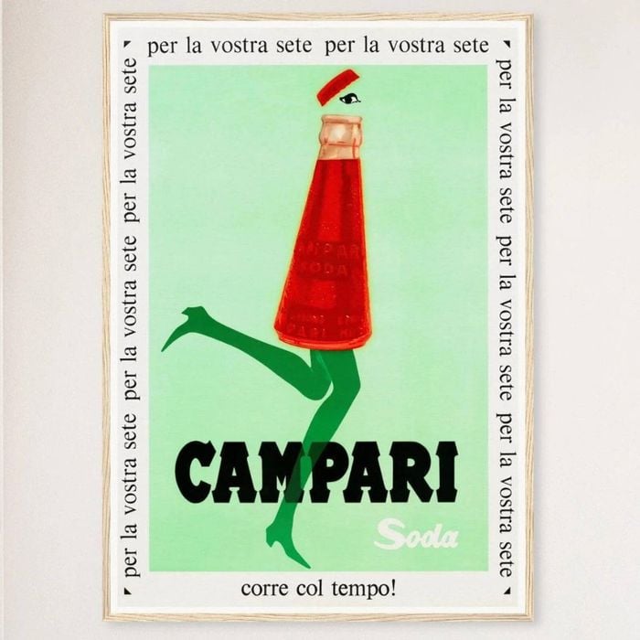 Galrie Vintage Campari Soda Poster from Italy 1968 Iconic Artwork for Home Décor, Wood Frame, A4 21 x 30cm (8 x 12inch)