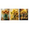 3pcs Sunflowers Nature Yellow Colorful Print 100% Australian Made 3 x 40x60cm (Metal Print)